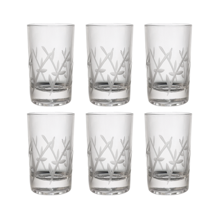 6 verres à café gravés
