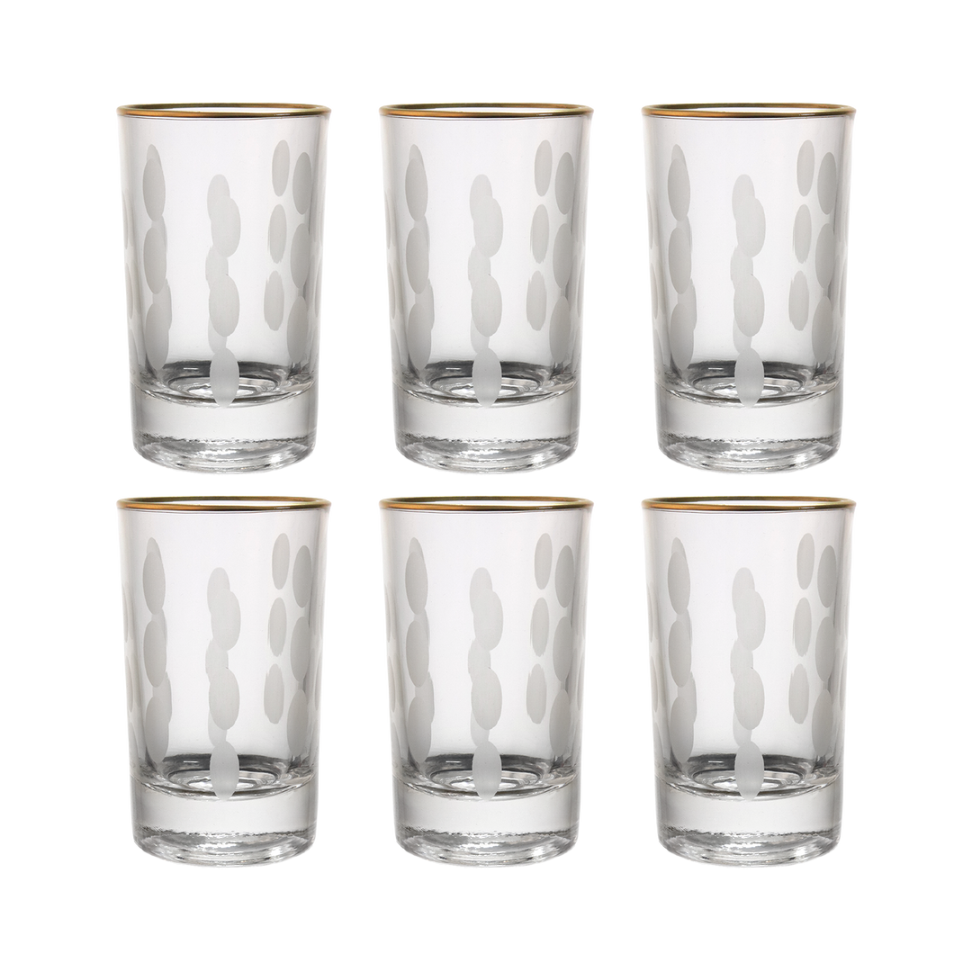 6 verres à café gravés avec filet doré