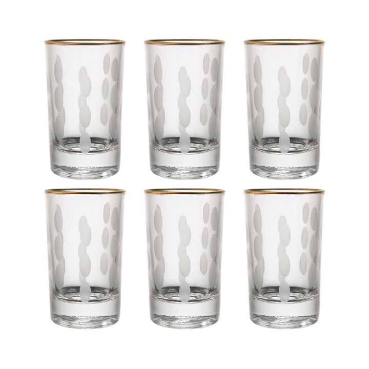 6 verres à café gravés avec filet doré