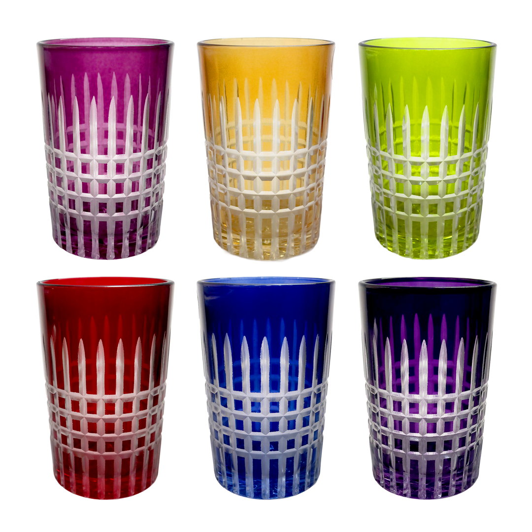 6 verres à thé colorés