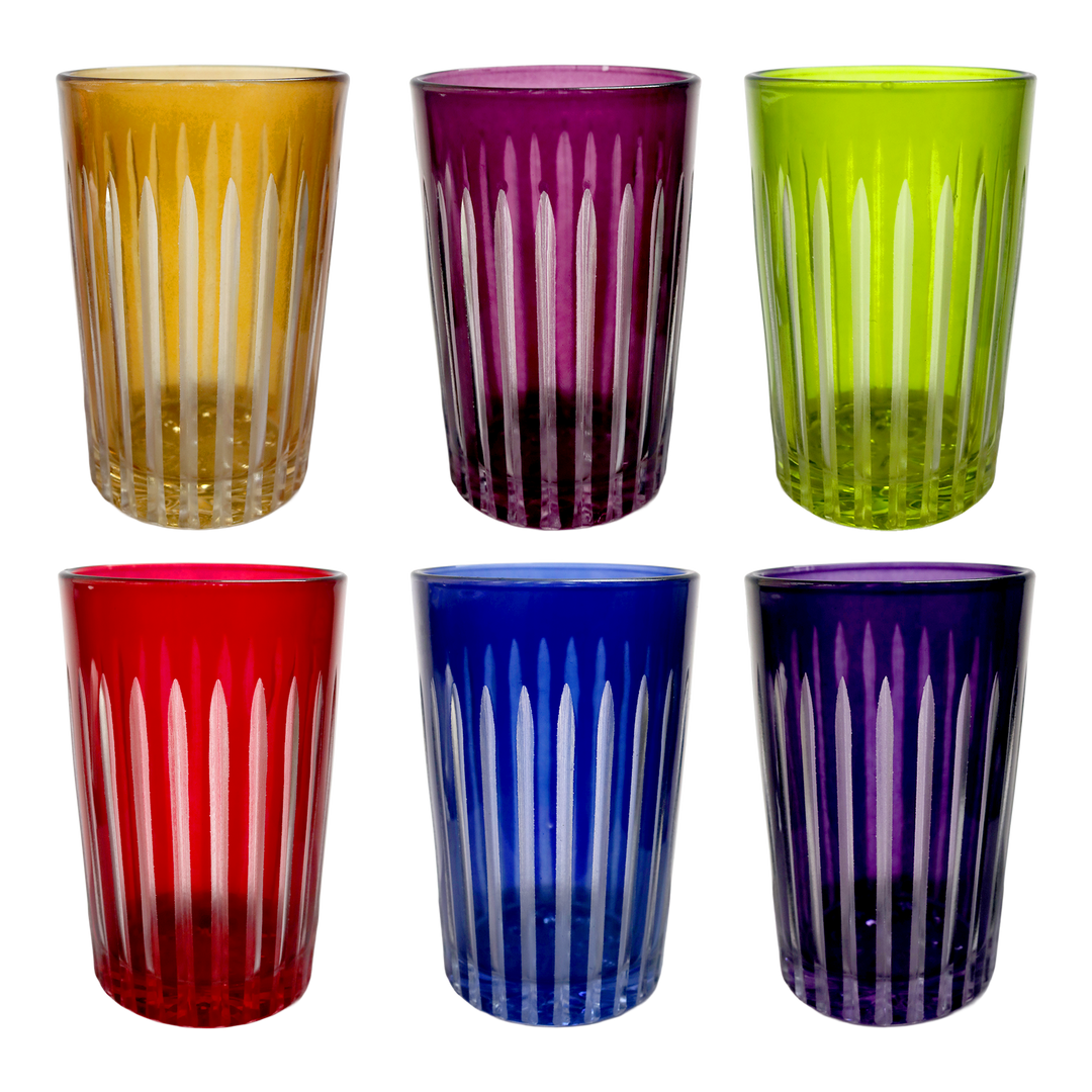 6 verres à thé colorés