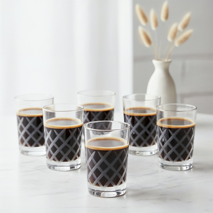 6 verres à café gravés