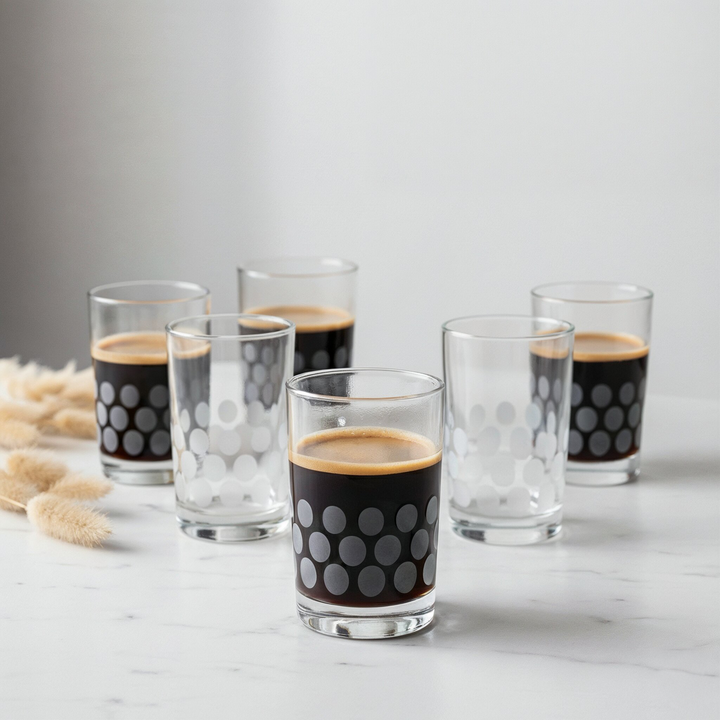 6 verres à café gravés