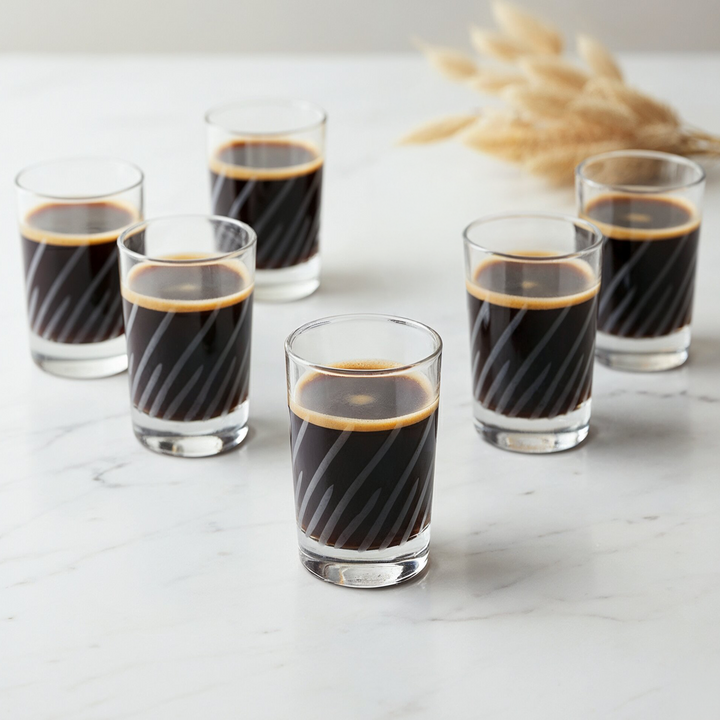 6 verres à café gravés