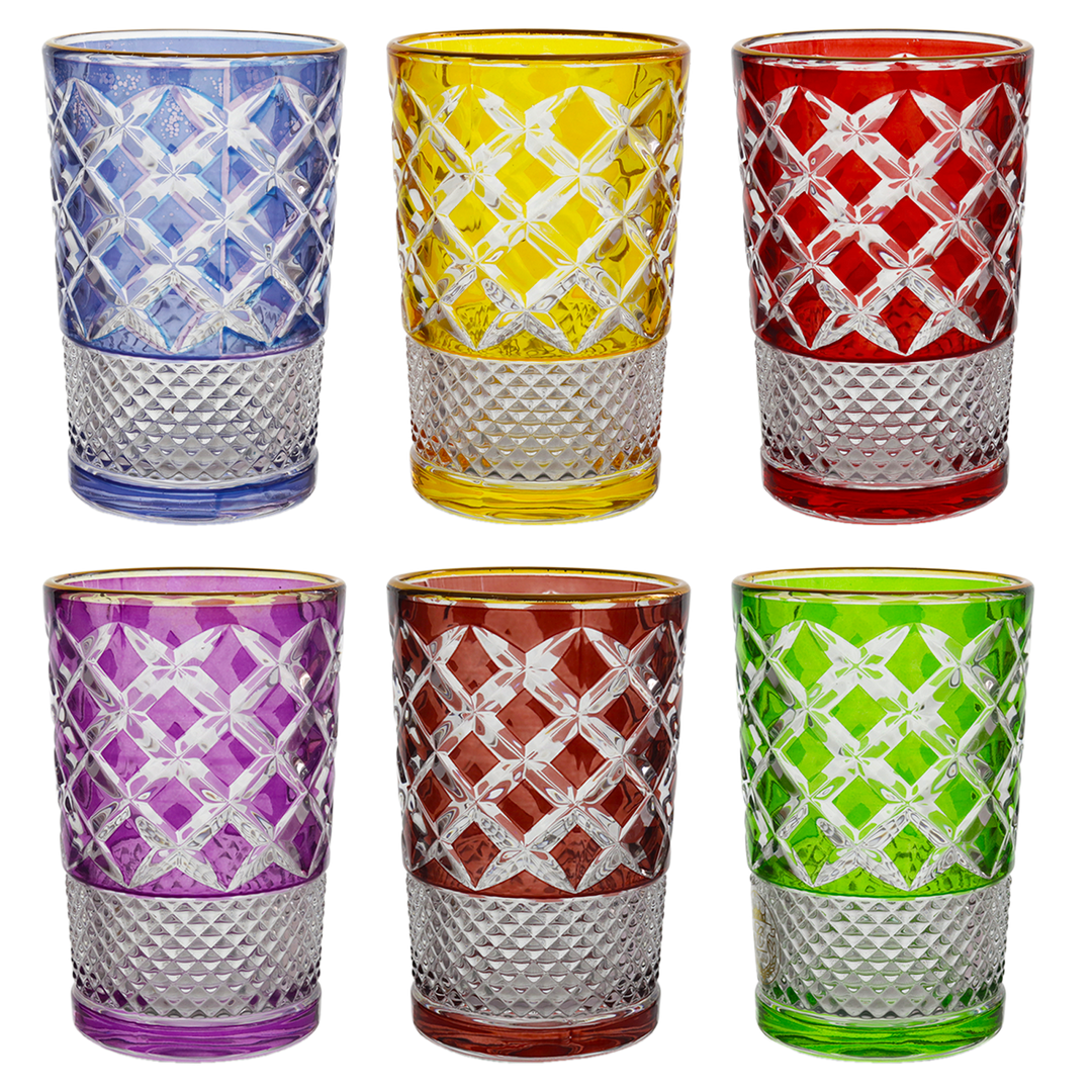 6 verres à thé colorés