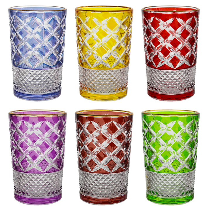 6 verres à thé colorés