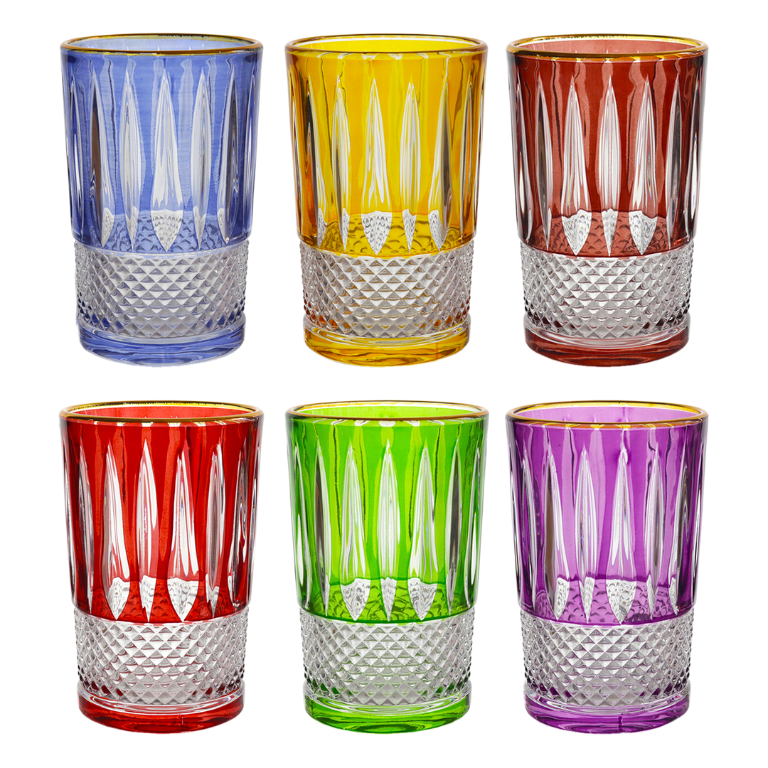 6 verres à thé colorés