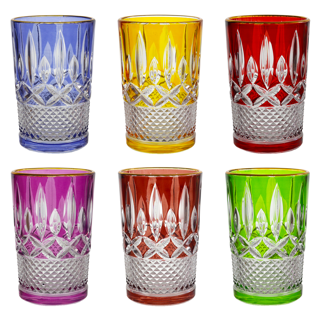 6 verres à thé colorés