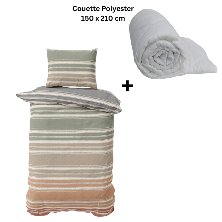 Parure de Lit  1 Place 150x215cm / 50x70cm + couette en polyester 150x210cm 150g/m2