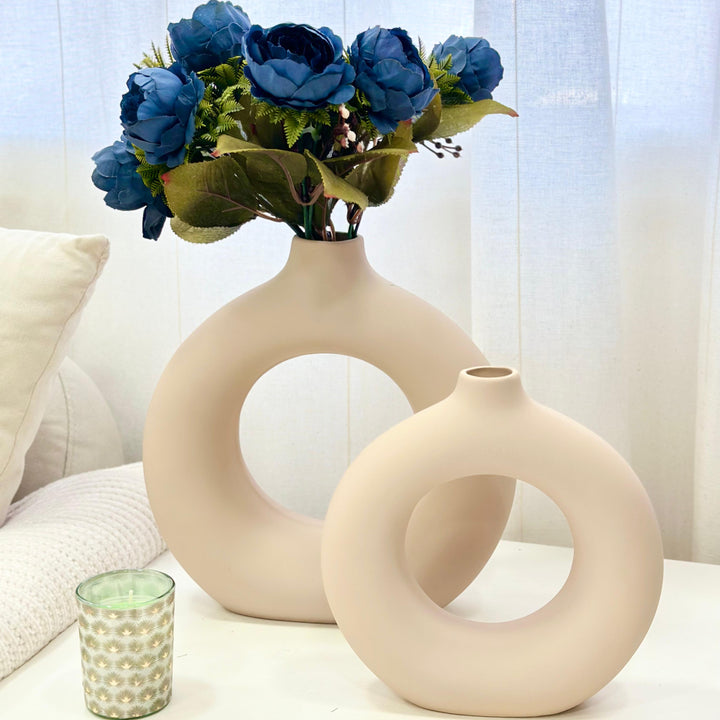 Vase en céramique beige 18cm