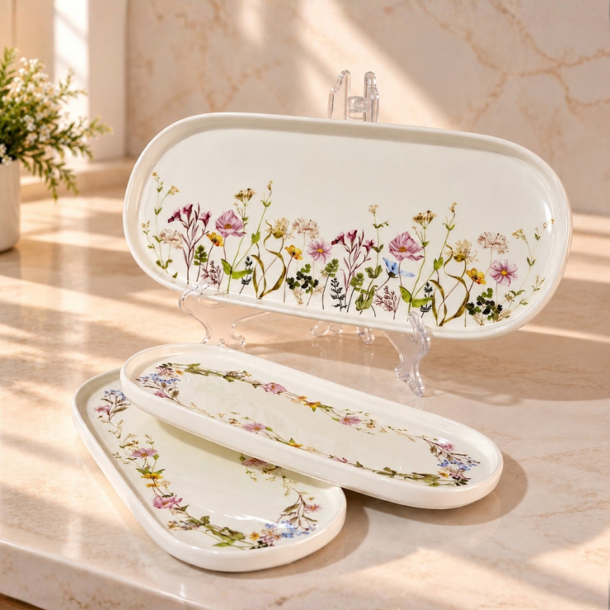 Set 3 assiettes ovales 2x24cm + 34cm