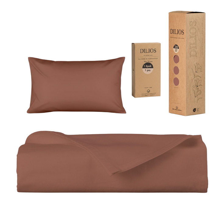 Set drap plat 150x260cm + 1 taie d'oreiller 50x70cm en coton