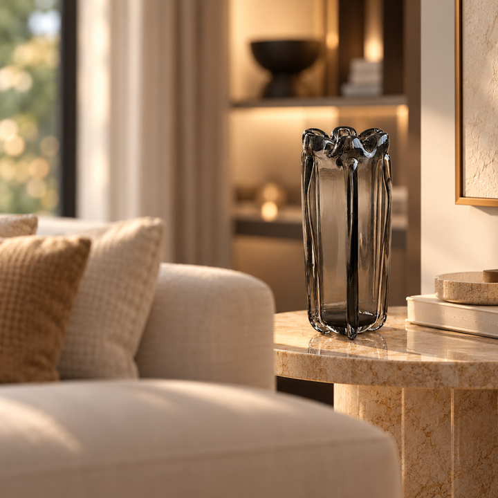 Vase en verre transparent noir 30cm