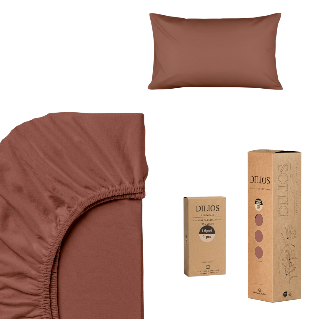 Set drap housse 90x200x25cm + 1 taie d'oreiller 50x70cm en coton