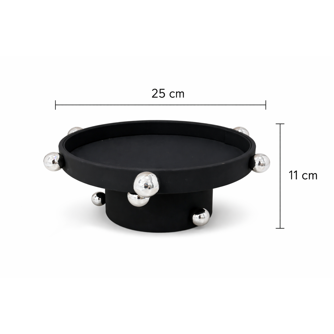 Présentoir Rond en Daim Noir 25x11cm
