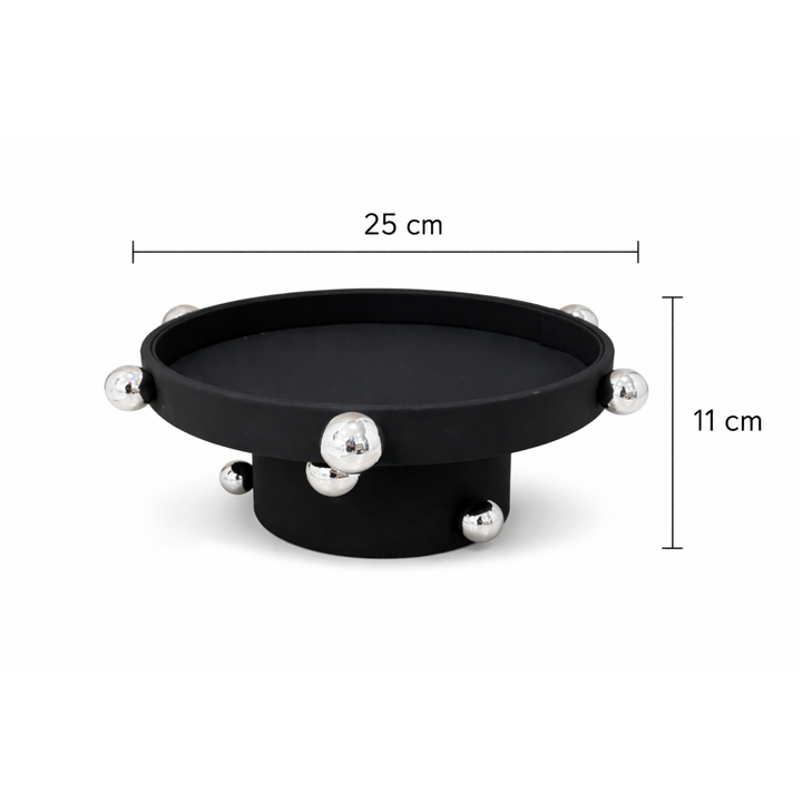 Présentoir Rond en Daim Noir 25x11cm