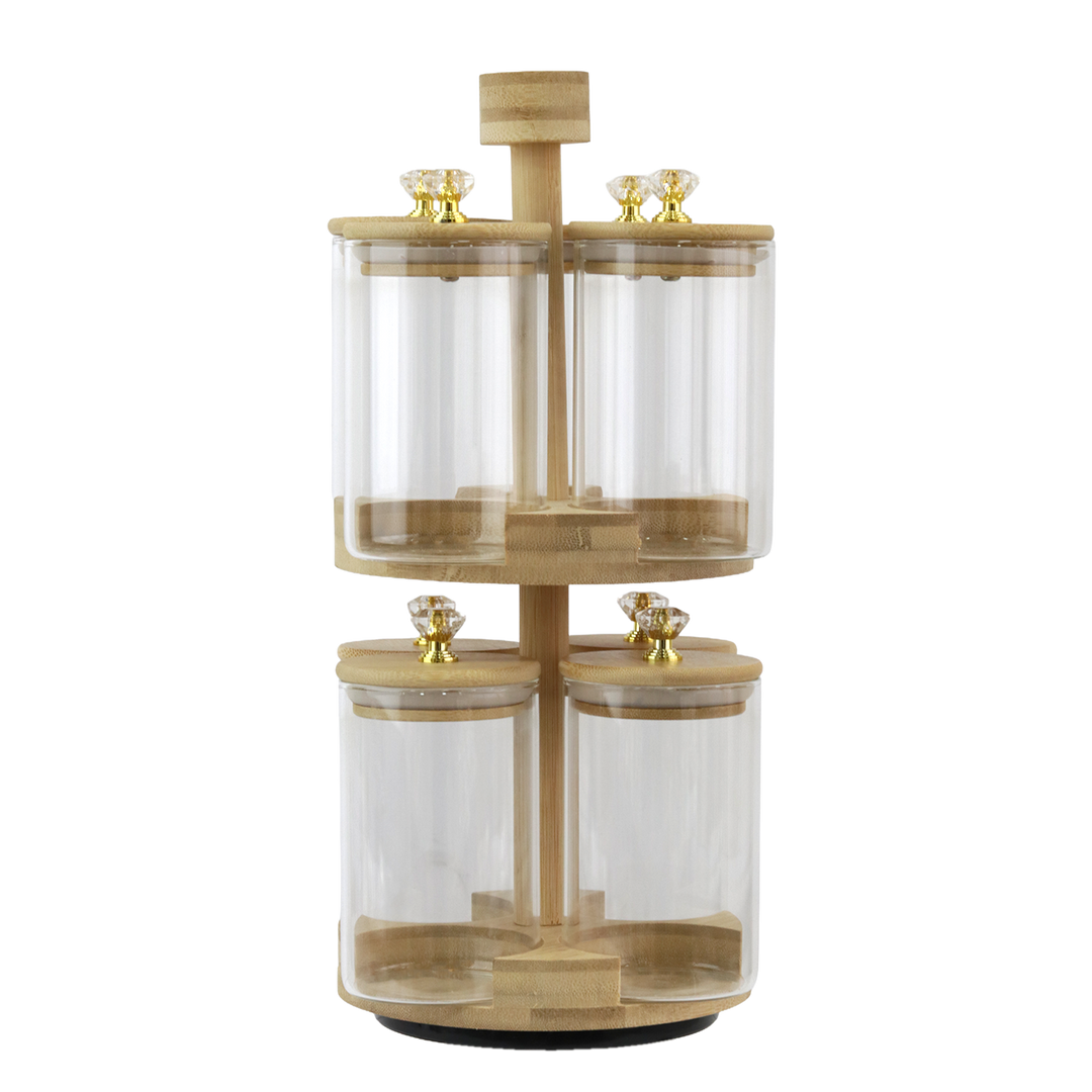 Service à épices 8pcs + support en bois tournant