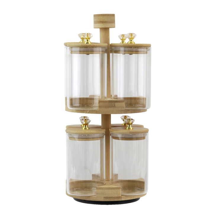 Service à épices 8pcs + support en bois tournant