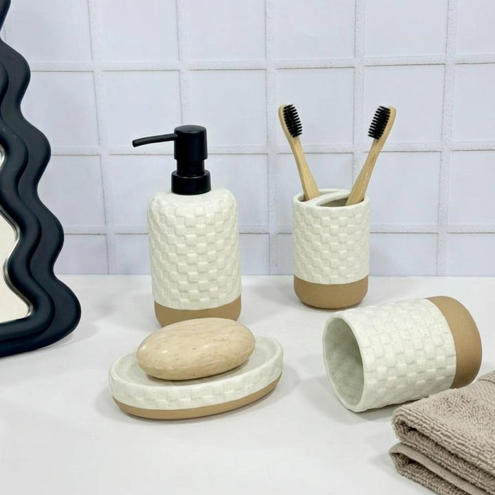 Accessoires Salle de Bain 4pcs Blanc Cassé