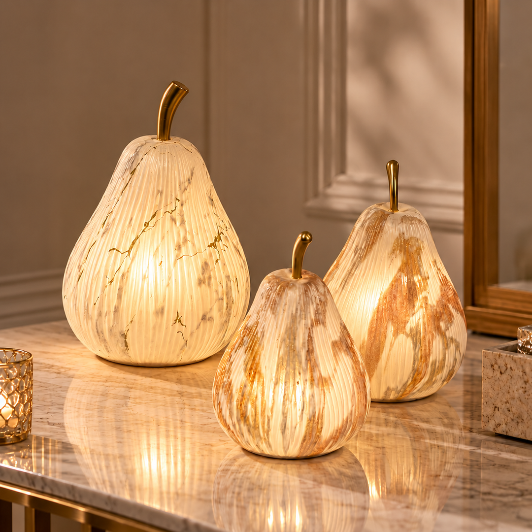 Set 3 lampes en verre forme de poire 19cm + 23cm + 27cm
