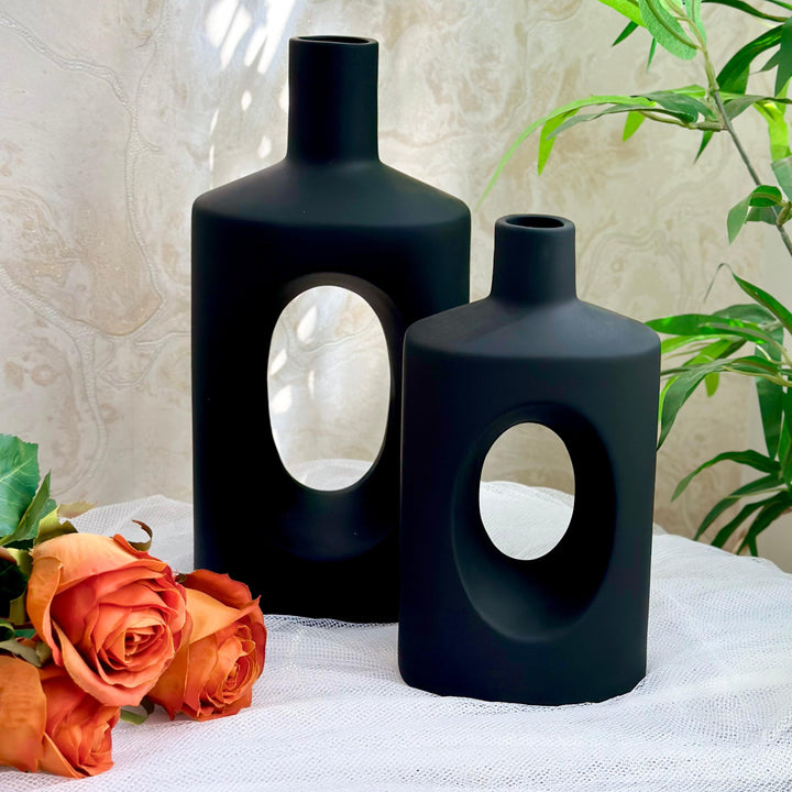 Vase en céramique noir 27x13cm