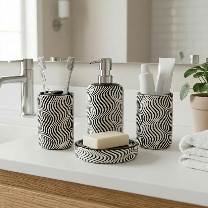 Accessoires Salle de Bain 4pcs Zebra