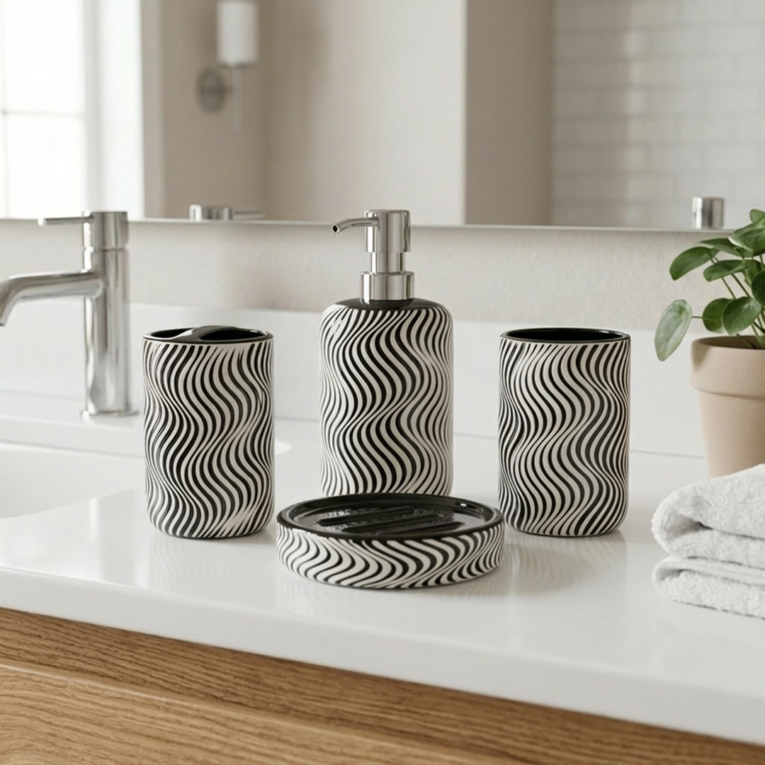 Accessoires Salle de Bain 4pcs Zebra