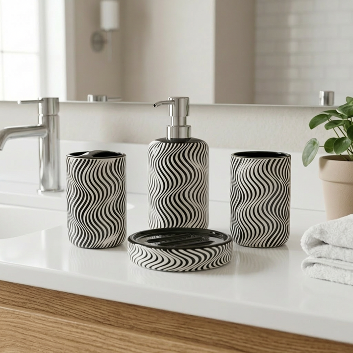 Accessoires Salle de Bain 4pcs Zebra