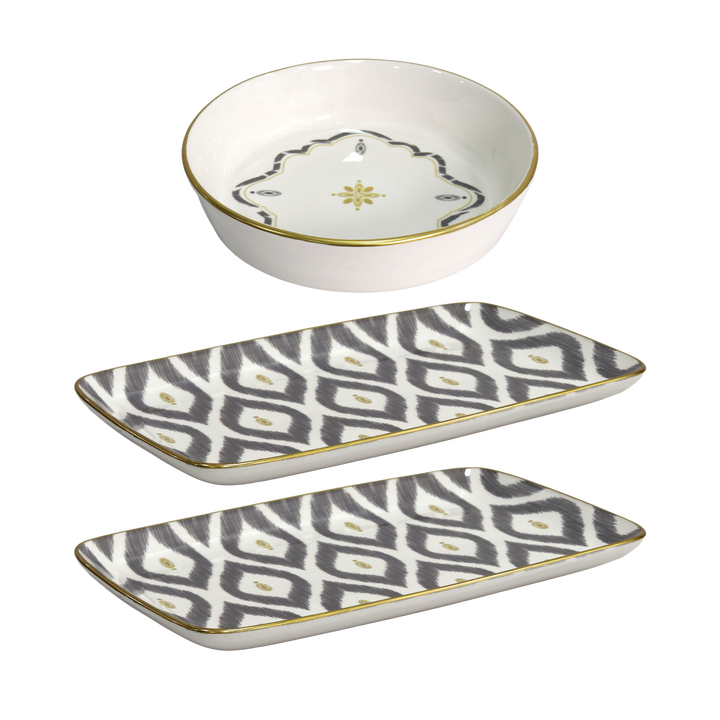 Set 2 assiettes rectangulaire 33cm + saladier 22cm