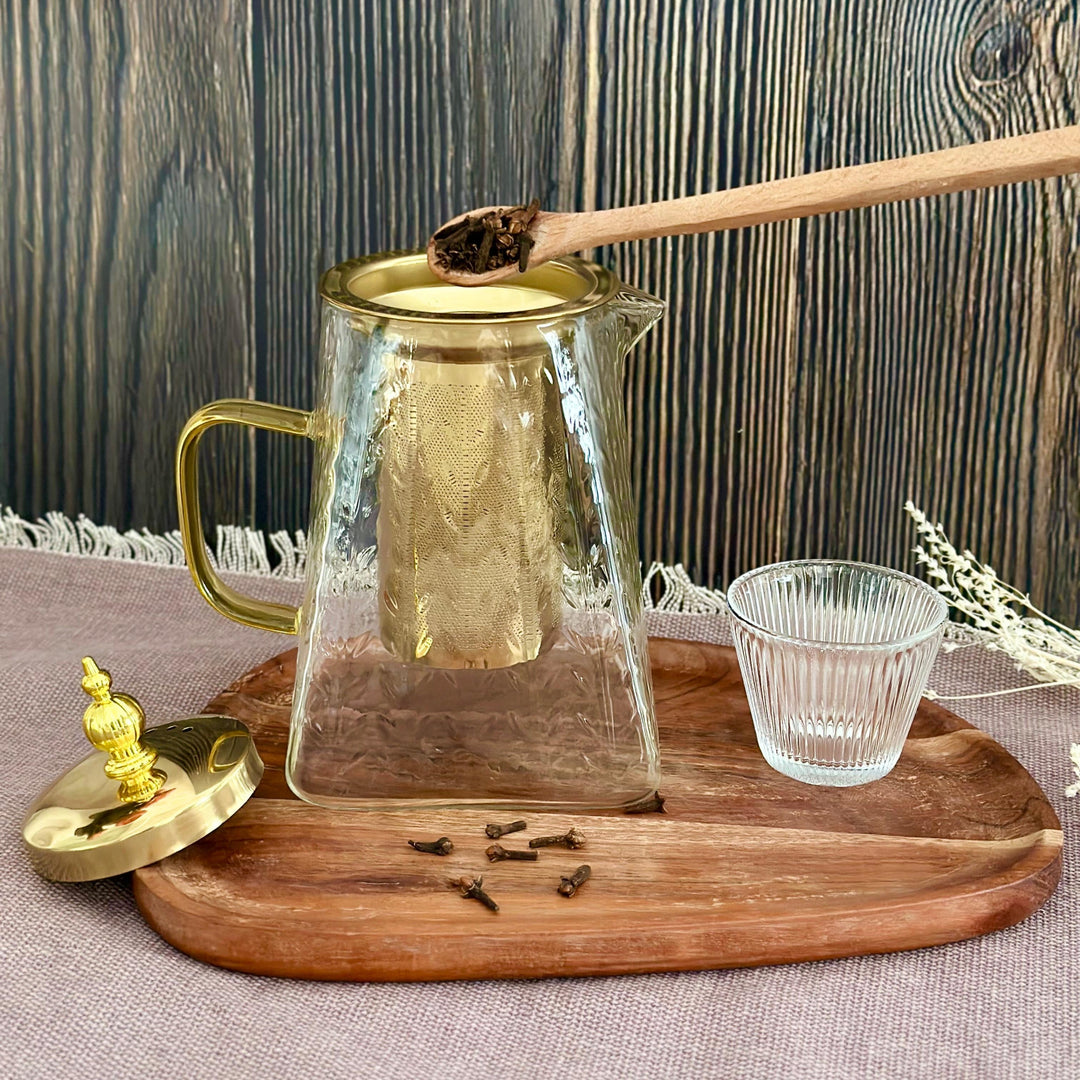 Set 2 théières en verre dorée 550ML + 950ML