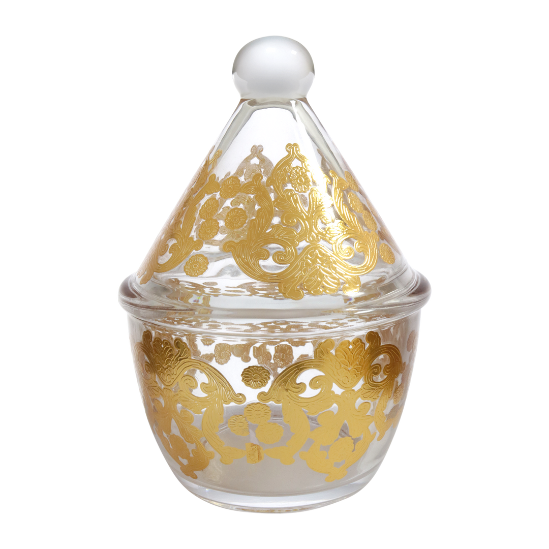 Set 2 bonbonnières en verre dorées 10x14cm