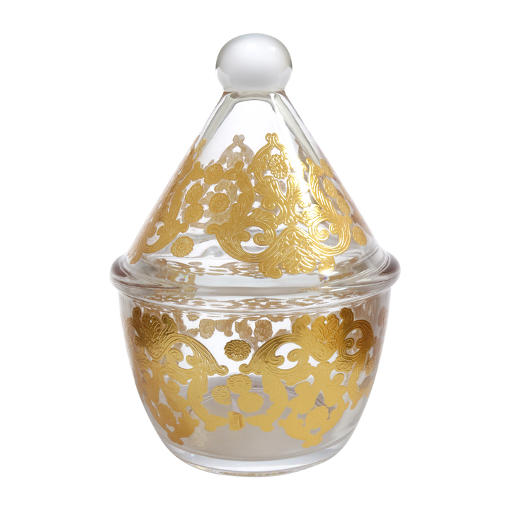 Set 2 bonbonnières en verre dorées 10x14cm