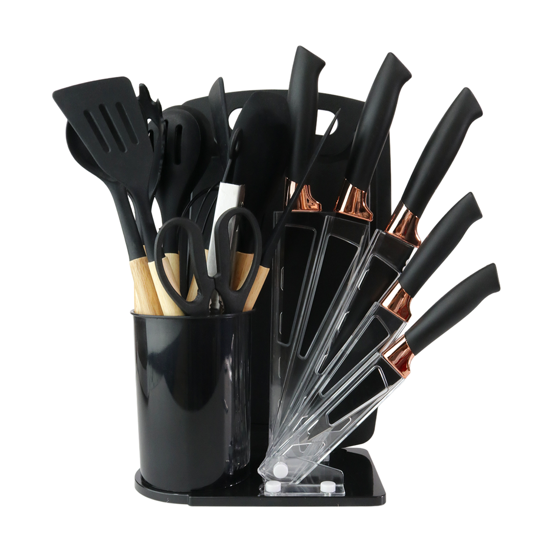 Set ustensiles cuisine 18pcs avec support
