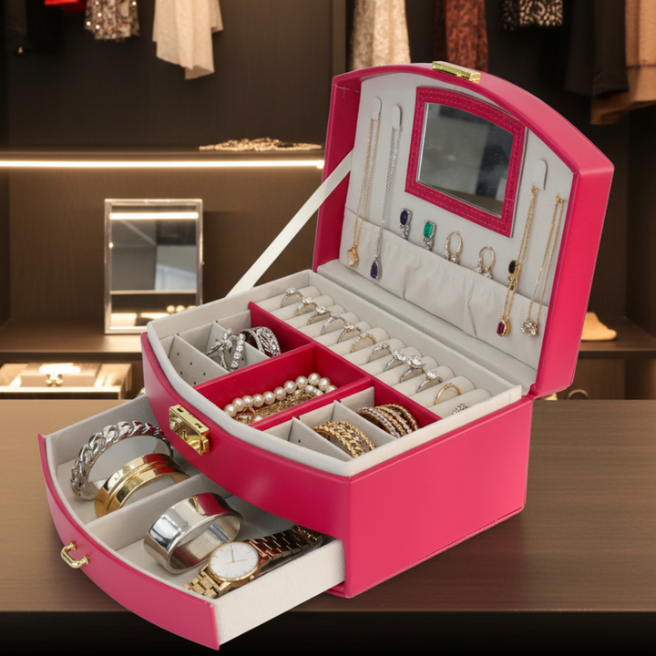 Boîte bijoux en simili cuir 20x16x10cm