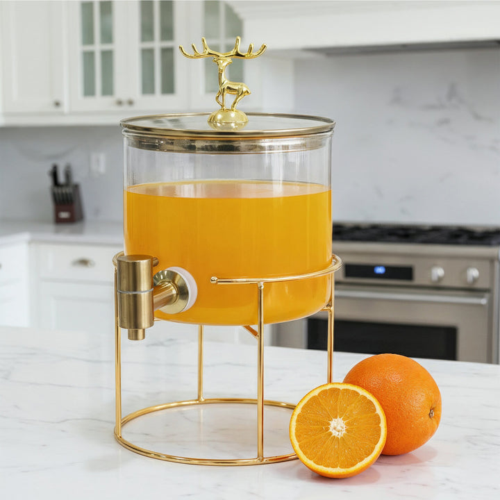 Bonbonne en verre 2,6L avec support en doré