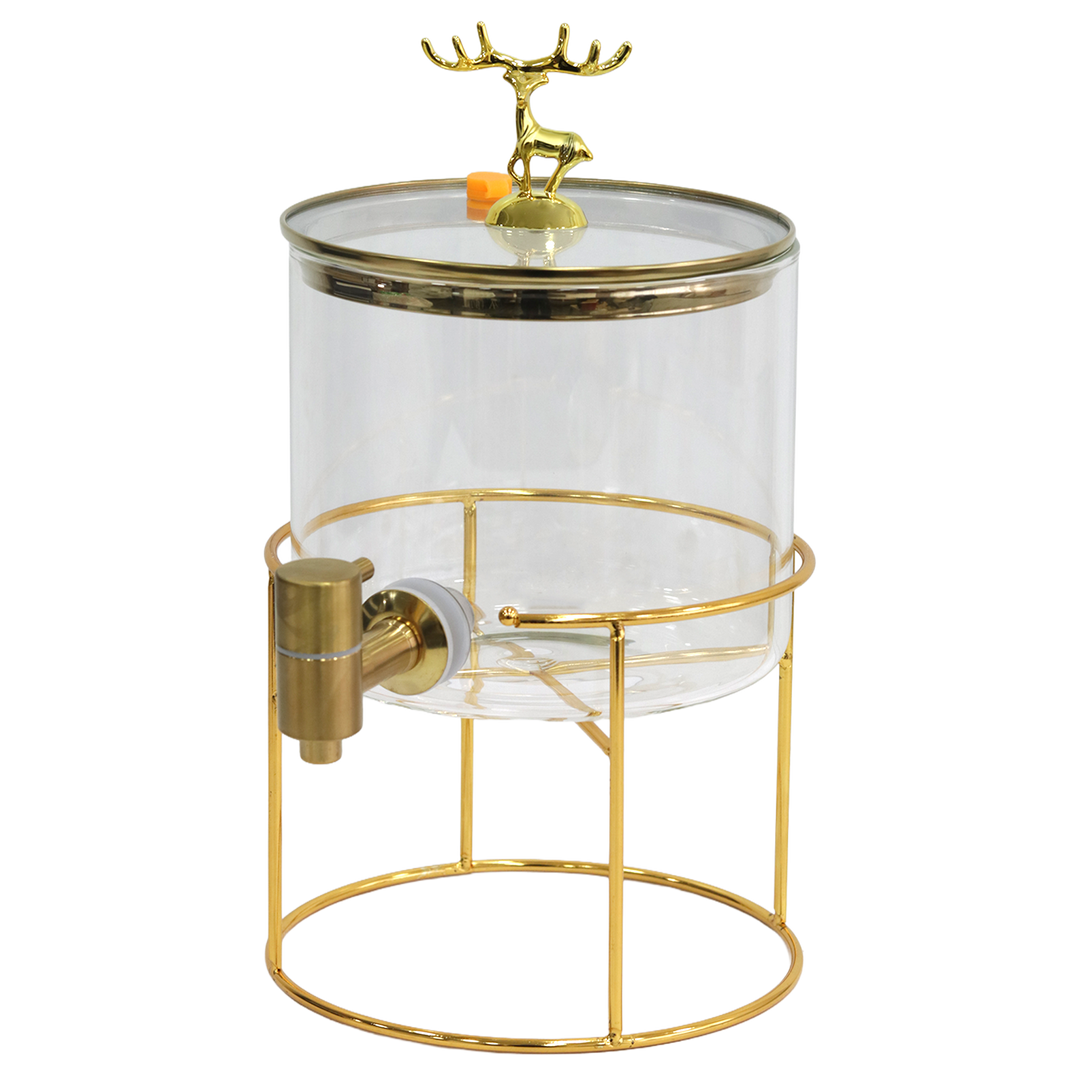 Bonbonne en verre 2,6L avec support en doré
