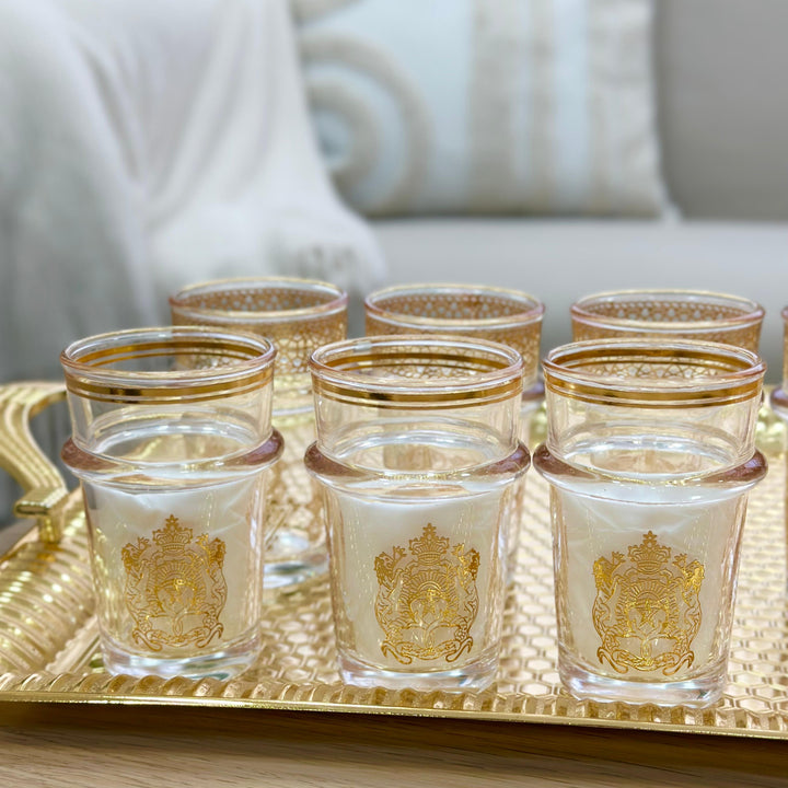 12 verres à thé dorés "Armoiries du Maroc"