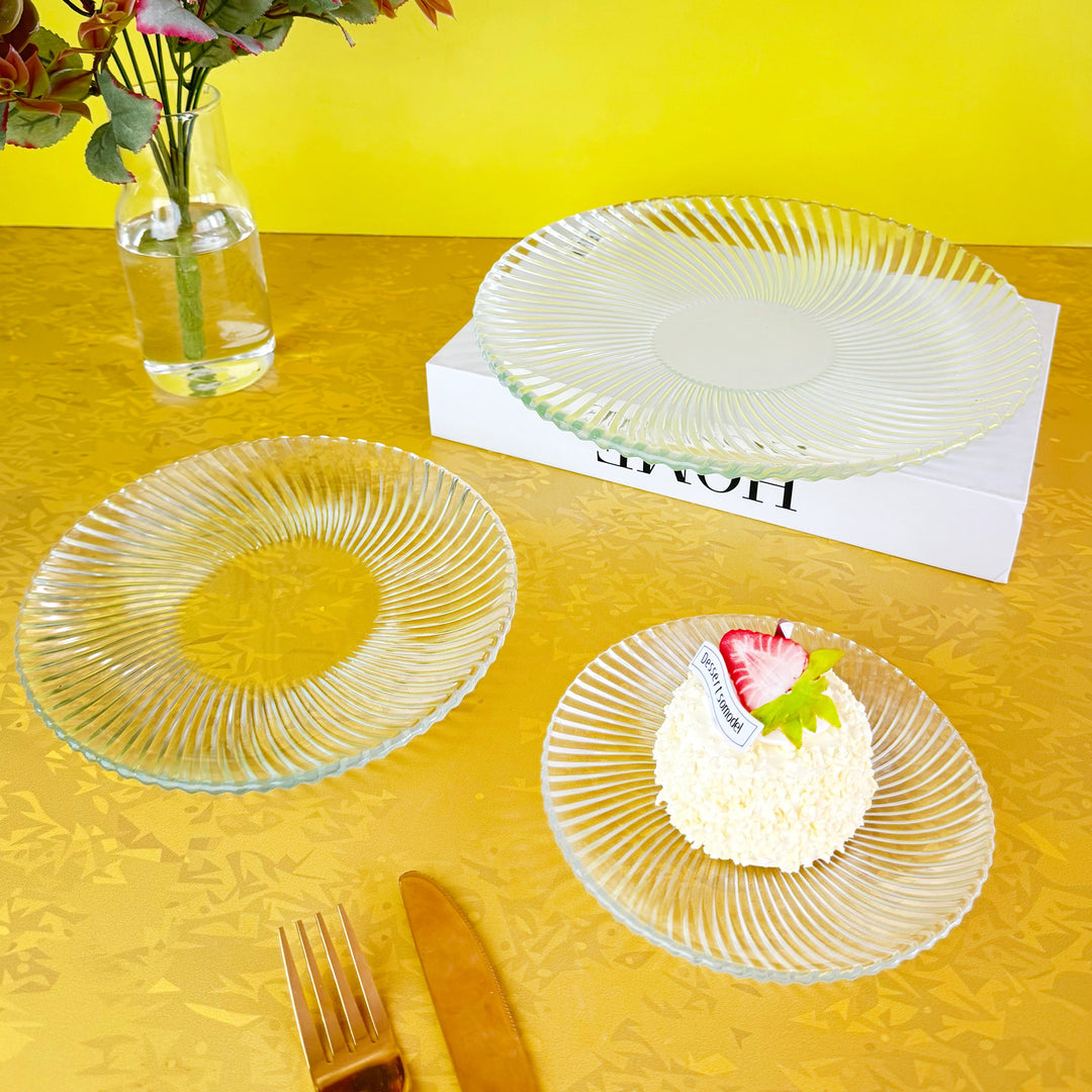 Set 6 plats 25cm + Set 6 plats 20cm + Set 6 plats 15cm en verre