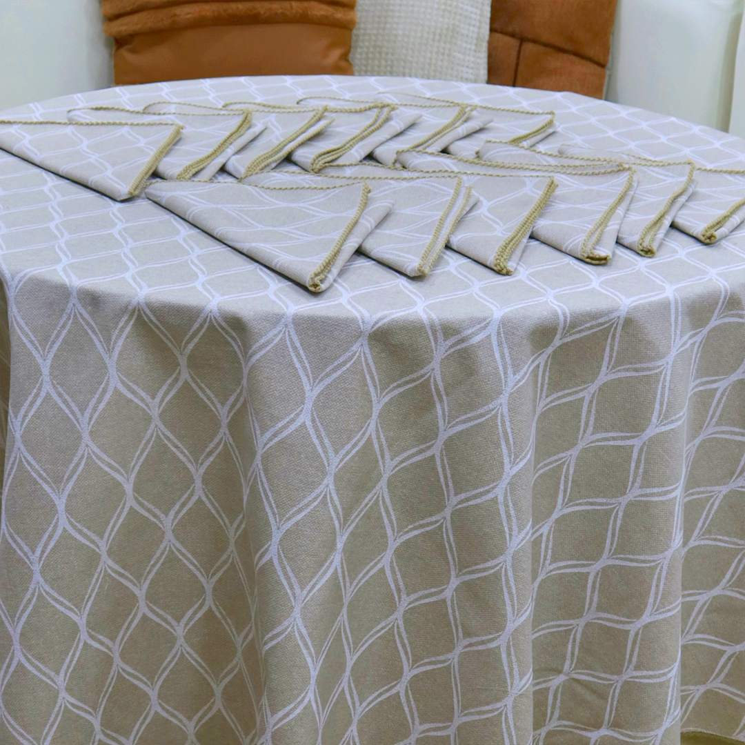 Nappe de table 180cm + 12 serviettes 36cm