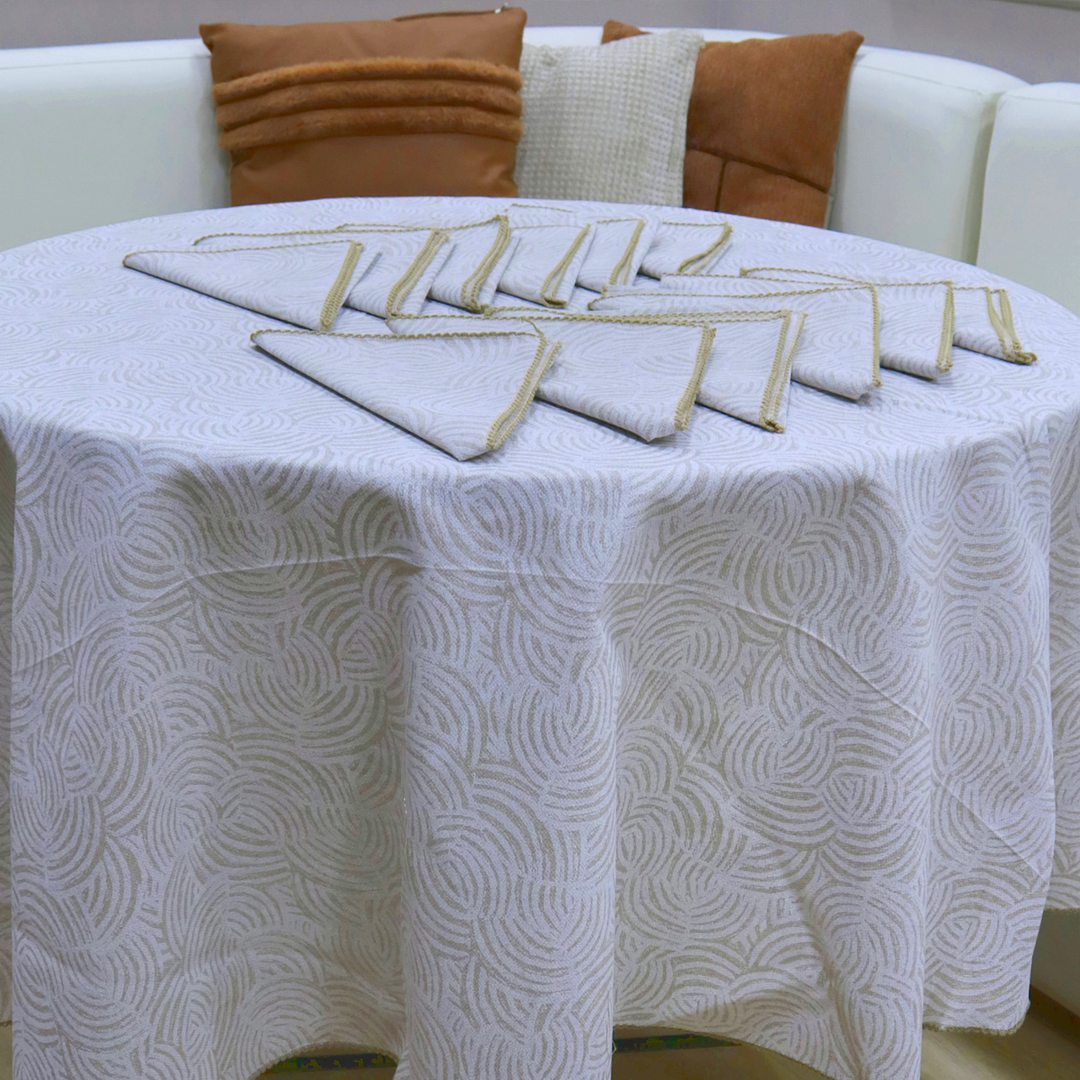 Nappe de table 180cm + 12 serviettes 36cm