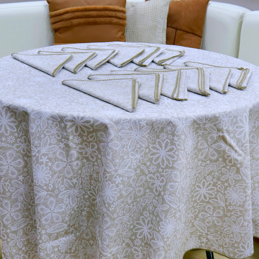 Nappe de table 180cm + 12 serviettes 36cm