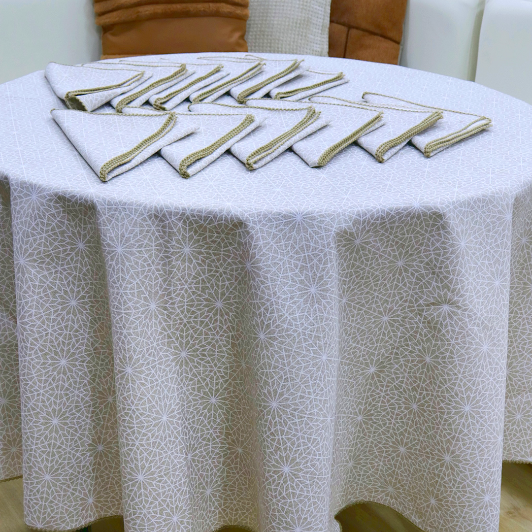 Nappe de table 180cm + 12 serviettes 36cm