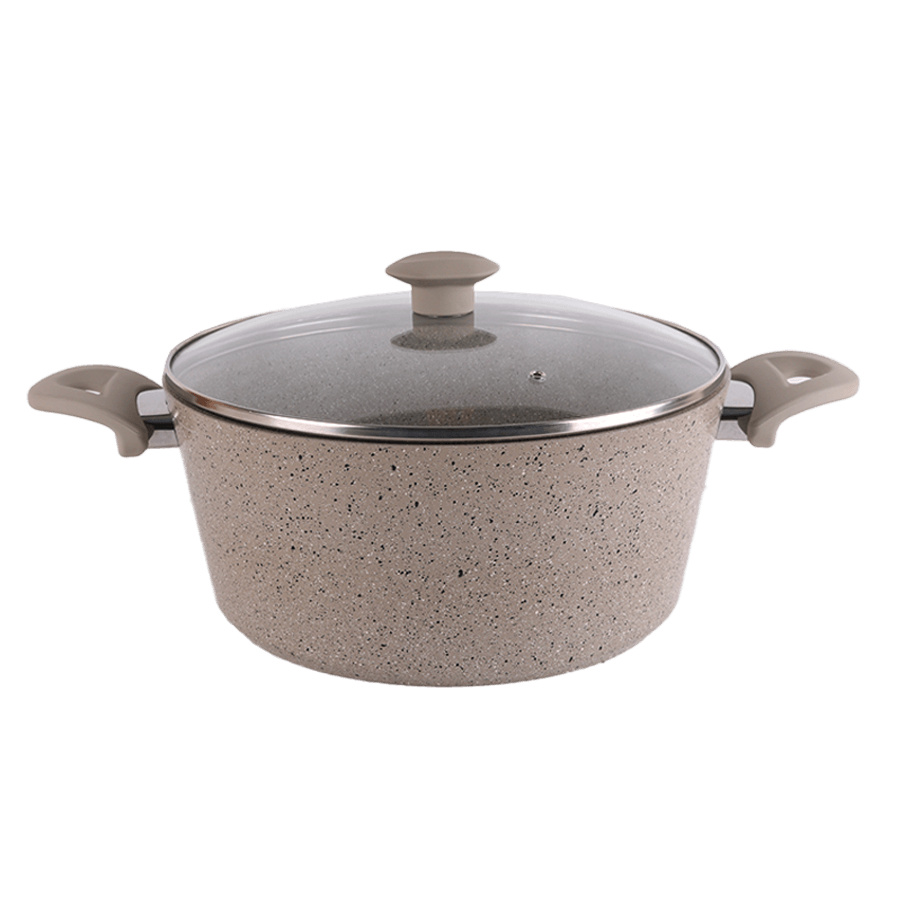 Marmite ronde en granite beige 30cm - Saga Cuisine