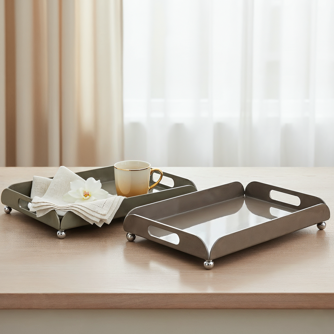 Set 2 plateaux rectangulaires en plastique 33cm + 36cm