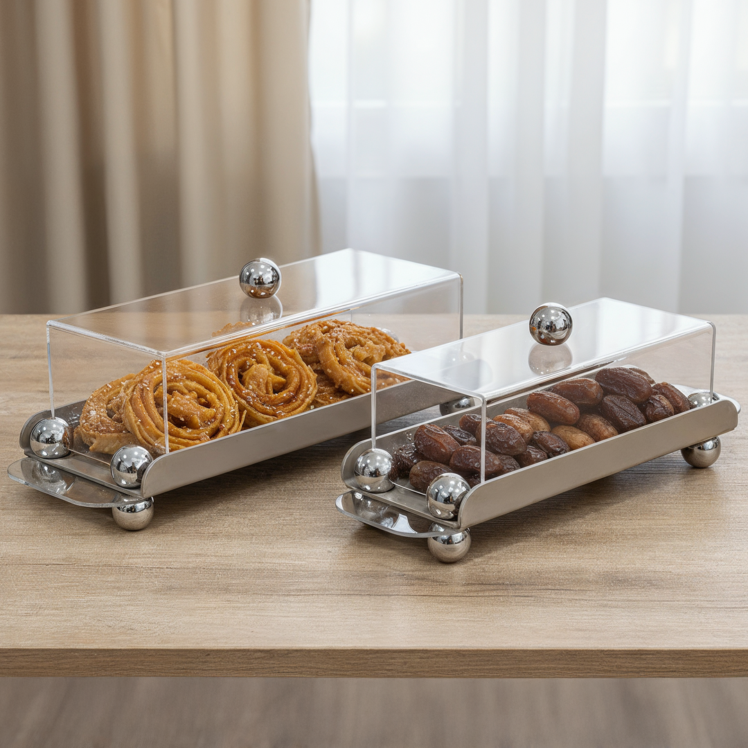 Set 2 cloches rectangulaires 36cm + 40cm en plexiglass