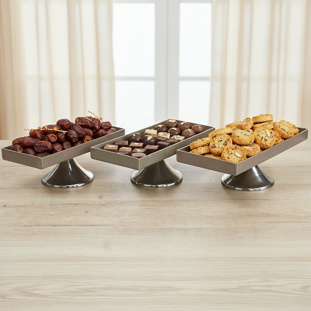 Set 3 présentoirs avec pied en plastique 25cm + 29cm + 35cm