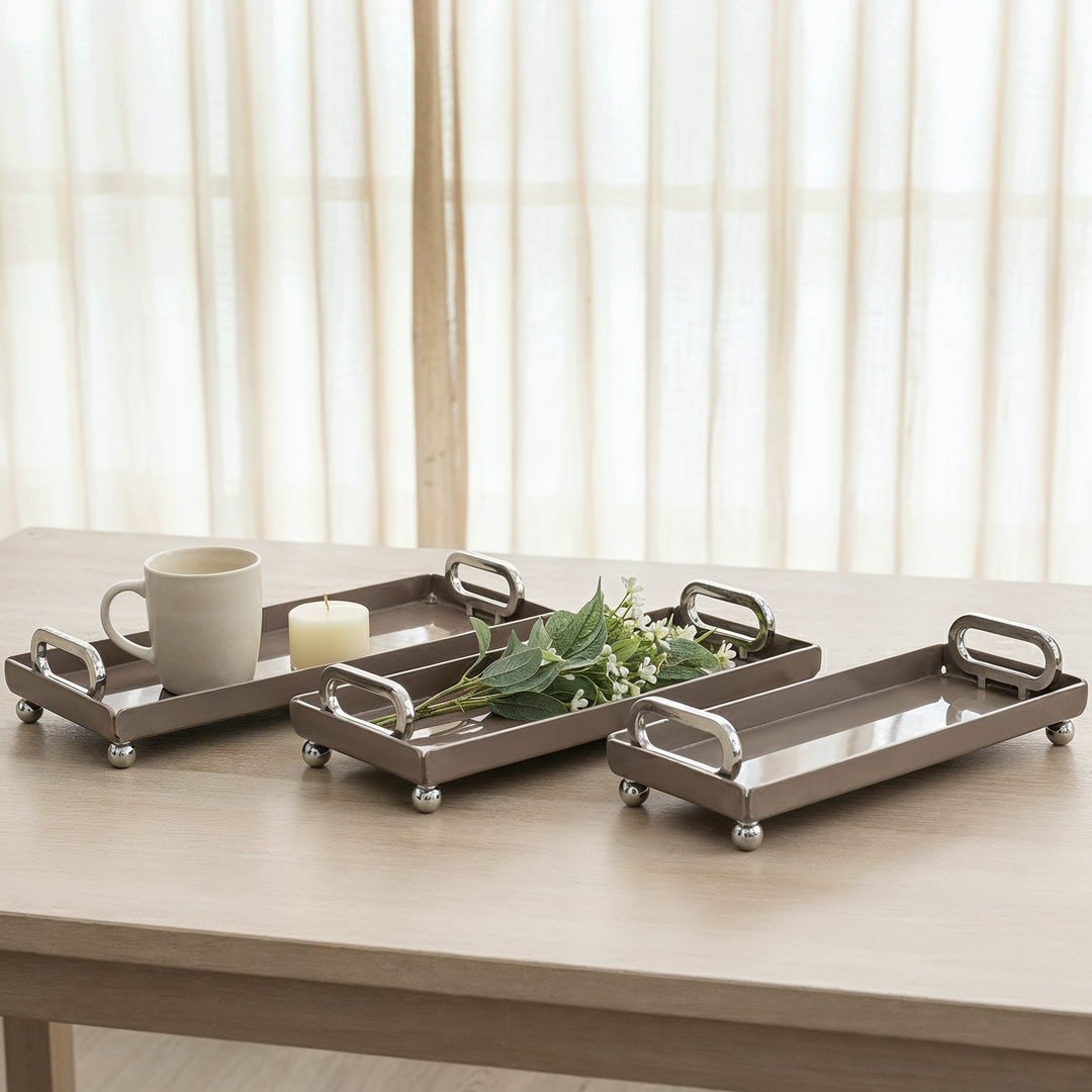 Set 3 plateaux rectangulaires en plastique 26cm + 30cm + 36cm