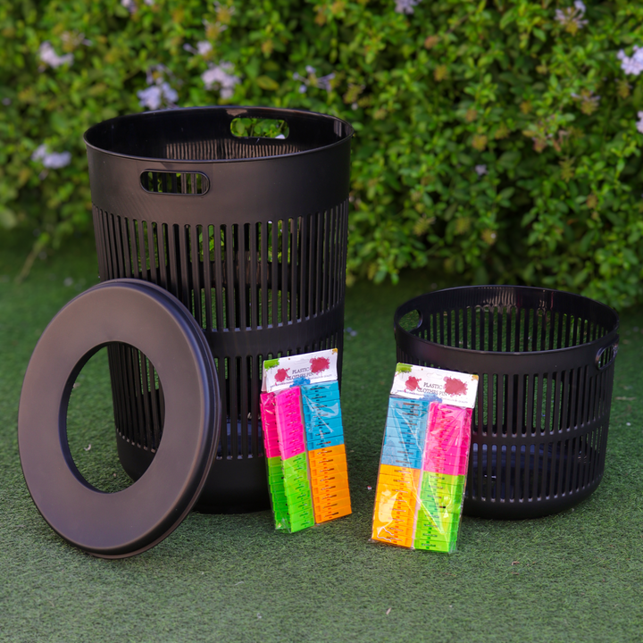 Set 2 paniers à linge ronds 30L + 60L + pince à linge 60pcs