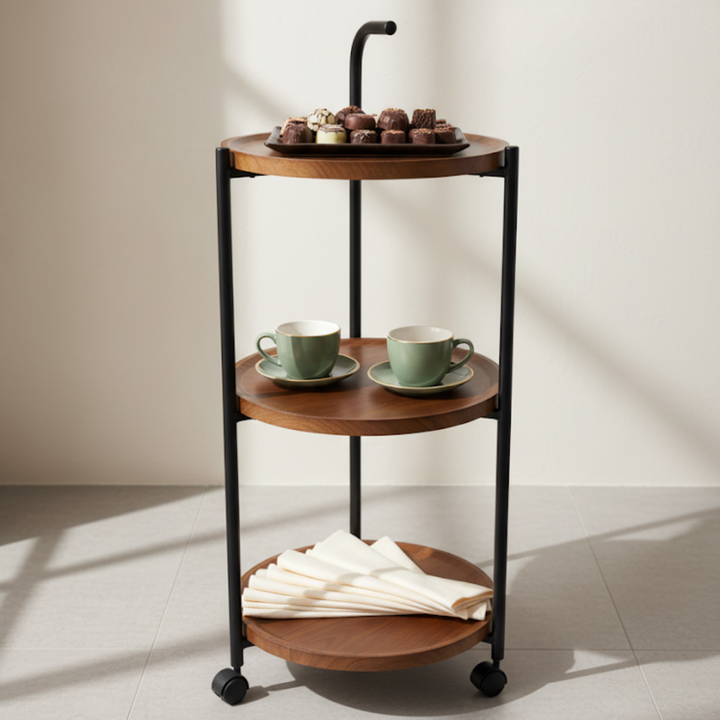Chariot rond 3 niveaux en MDF 40x80cm