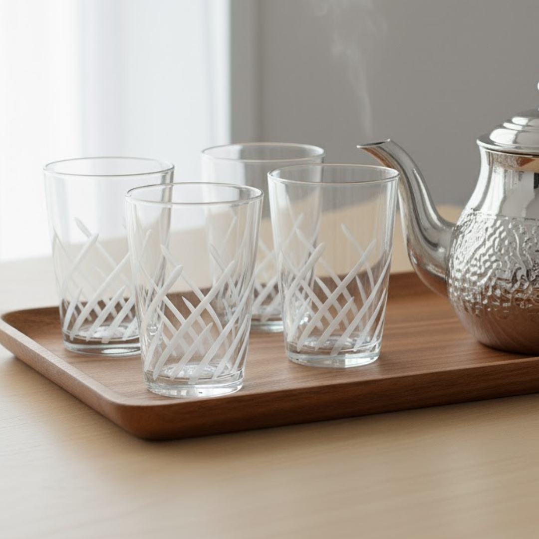 Set 6 verres à thé gravés